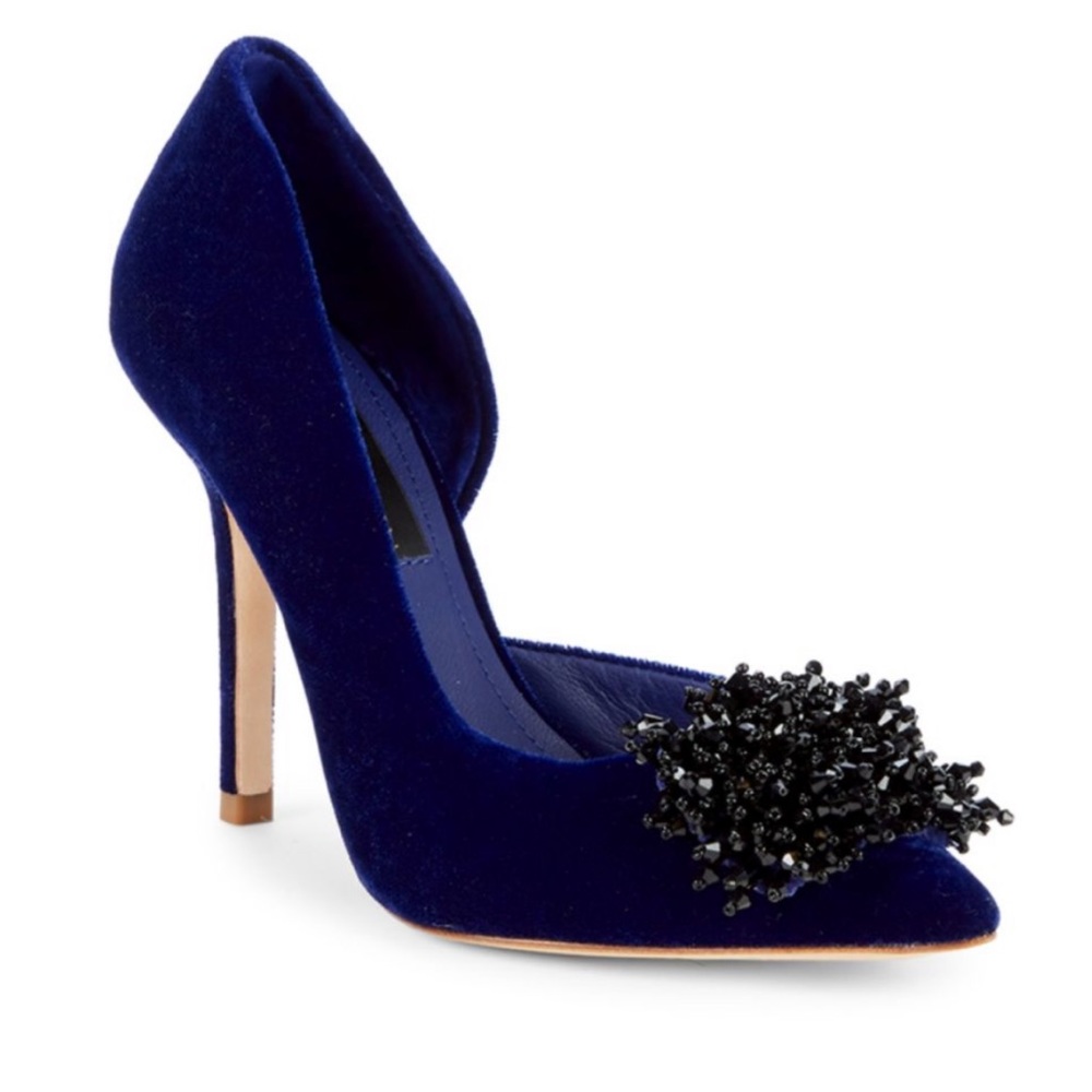 Donna Karan Dre Beaded Velvet Pumps